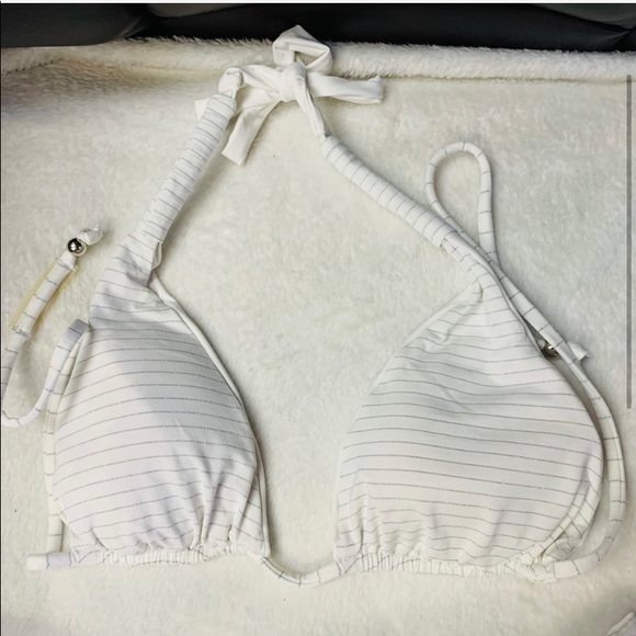Vitamin A White with Silver Pinstripes Reversible Bikini Size 4 - Picture 2 of 8